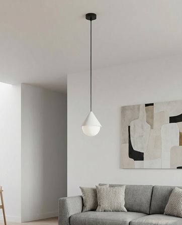 Lampa wisząca GIRO 1 BL WHITE nowoczesna, czarna biała metal