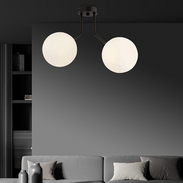 Lampa sufitowa NOVA 2 BL/OPAL klosze kule czarna/biała