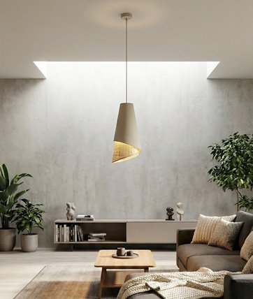 Lampa wisząca MODA 1 MO RATTAN nowoczesna, beżowa, abażur