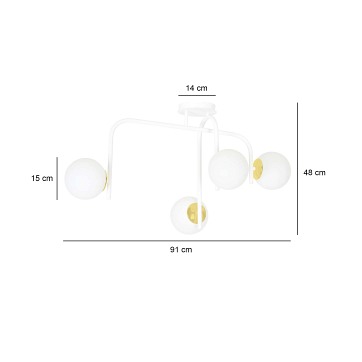 Lampa sufitowa RAGNAR 4B WHITE GOLD klosz biało/złota