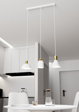 Lampa wisząca FOX 3 WH, loft, biały, złoty