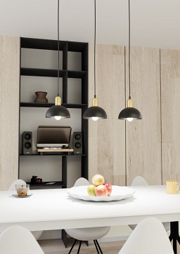 Lampa wisząca MOTO 3 BL, loft, metal, czarna, złota