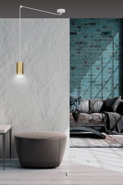 Lampa wisząca TRAKER 1 WH/GOLD nowoczesna pająk biało/złota