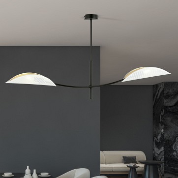Lampa sufitowa LOTUS 2 WHITE/GOLD abażury czarna/biała/złota