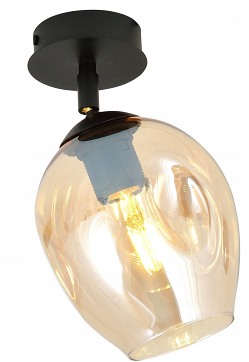 Lampa sufitowa FLOW 1 BL MIODOWY loft klosz czarna bursztyn