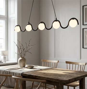 Lampa wisząca SINUS 5 BL OPAL nowoczesna, czarna, metal