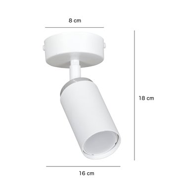 Lampa sufitowa HERA 1 WHITE tuby metal spot biała