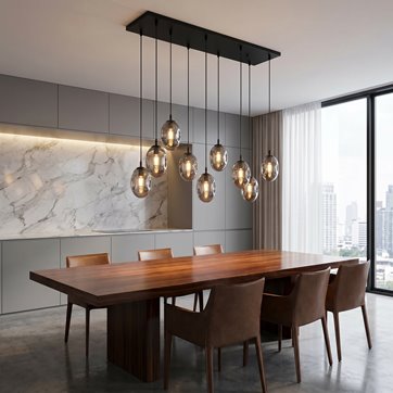 Lampa wisząca ASTRAL 9 BL GRAFIT desing klosze czarny/grafit