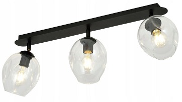 Lampa sufitowa FLOW 3 BL TRANSPARENT loft klosz czarna