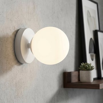 Kinkiet BIOR K1 WHITE minimalistyczny, klosz, biały