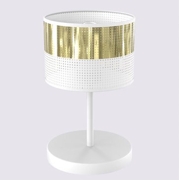 Lampka nocna LUX LN1 WH GOLD abażur, biała, złota, klasyczna
