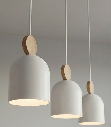 Lampa wisząca MESI 3 WHITE nowoczesna, biała, metal drewno