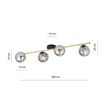 Lampa sufitowa SPLENDI 4 BL GRAFI plafon czarna/złota/grafit