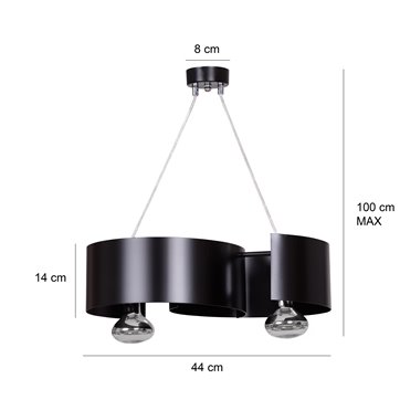 Lampa wisząca VIXON 2 BLACK oryginalna, nowoczesna, czarna