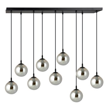 Lampa wisząca COSMO 9 BL GRAFIT loft, klosze grafit, czarna