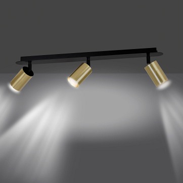 Lampa sufitowa ZEN 3 BLACK minimalistyczna tuba czarno/złota