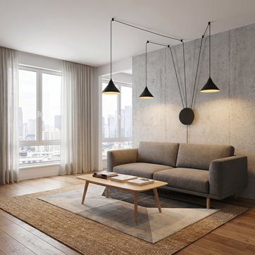 Lampa wisząca ABRAMO 3 BLACK nowoczesna, loft, czarna