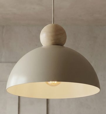 Lampa wisząca KAKI 1M MOKKA nowoczesna, beż, metal drewno