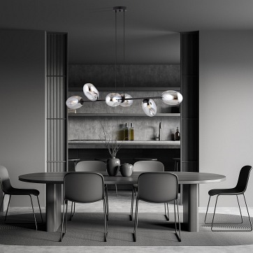 Lampa wisząca PANDORA 6 BL GRAFIT design szkło czarny/grafit