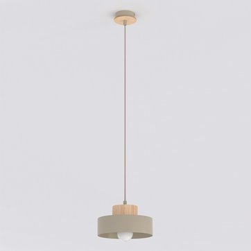 Lampa wisząca KIVI 1S MOKKA nowoczesna, beżowa, metal drewno