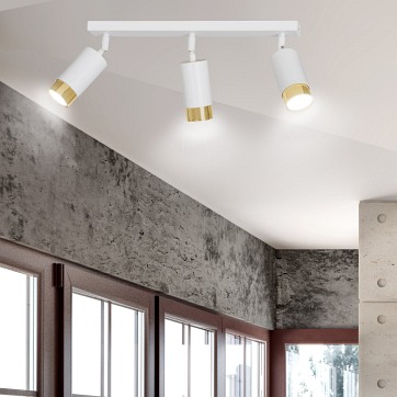 Lampa sufitowa HIRO 3 WH/GOLD tuby, metal, biało/złota