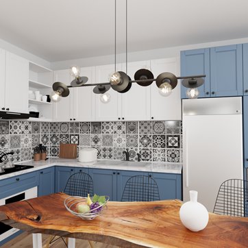 Lampa wisząca TOKEN 8 BL nowoczesna, czarny, metal, loft