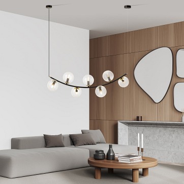 Lampa wisząca RITZ 7 BL TRANSPARENT nowoczesna, regulowana
