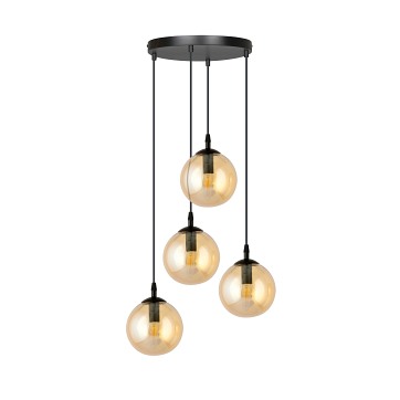 Lampa wisząca COSMO 4 BL PREMIUM MIODOWY bursztyn, czarna