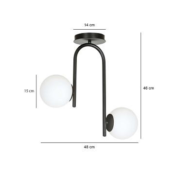 Lampa sufitowa KALF 2 BLACK klasyczna, klosz, czarno/biała