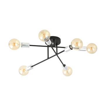 Lampa sufitowa VEKEN 6B SILVER plafon loft czarny/srebrny