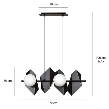 Lampa wisząca DRIFTON 4 BLACK nowoczesna klosz czarno/biała
