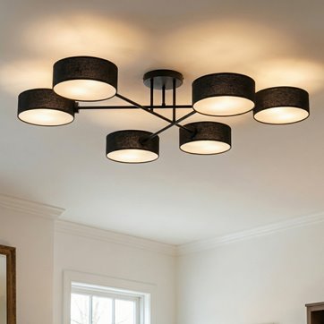 Lampa sufitowa MAGA 6 BLACK plafon, czarna, abażur