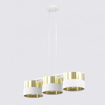 Lampa wisząca LUX 3 WH GOLD abażur, biały, złoty