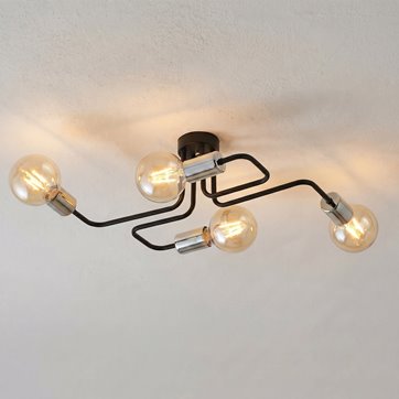 Lampa sufitowa VEKEN 4 SILVER plafon loft czarny/srebrny