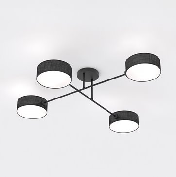 Lampa sufitowa MAGA 4 BLACK plafon, czarna, abażur