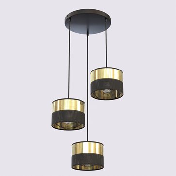Lampa wisząca LUX 3 BL GOLD PREMIUM abażur, czarny, złoty