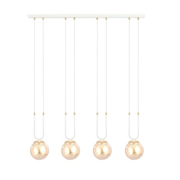 Lampa wisząca GLAM 4 WH/MIODOWY biała/bursztyn/złota