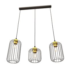 Lampa wisząca VANDER 3 BL GOLD loft nowoczesna czarno/złota