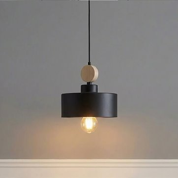 Lampa wisząca TUNISO 1 BLACK skandynawska, drewno, czarna