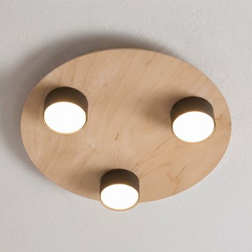 Lampa sufitowa PIXO 3 BL WOOD plafon, czarna, drewno, loft