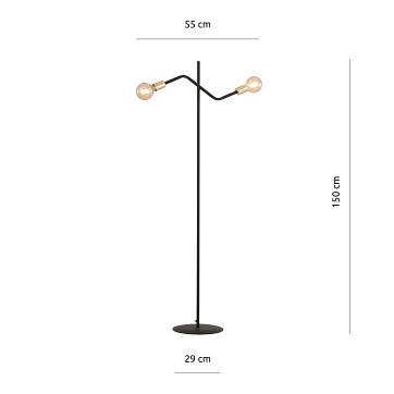Lampa podłogowa BOLT LP2 BLACK GOLD loft czarna/złota