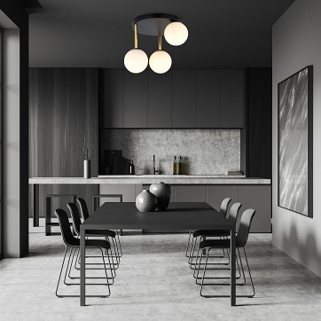 Lampa sufitowa DOLCE 3 BL OPAL plafon czarny/złoty/biały