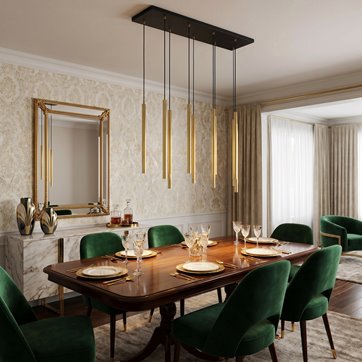 Lampa wisząca SELTER 9 GOLD złota, glamour, sople
