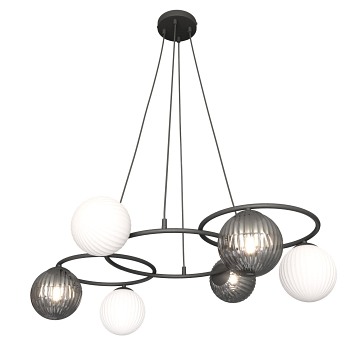 Lampa wisząca LIBRA 6 BL MIX, design, klosz, biały czarny