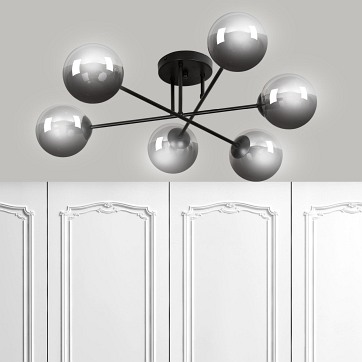 Lampa sufitowa BRENDI 6B BL GRAFIT loft klosze grafit czarna
