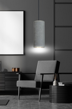 Lampa wisząca BENTE 1 BL GRAY abażur welur szary