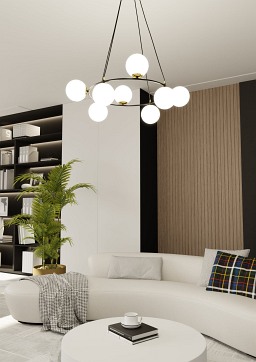 Lampa wisząca AZURA 8 BL OPAL wyjątkowa, nowoczesna, klosze