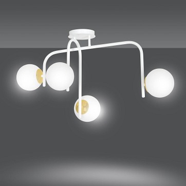 Lampa sufitowa RAGNAR 4B WHITE GOLD klosz biało/złota