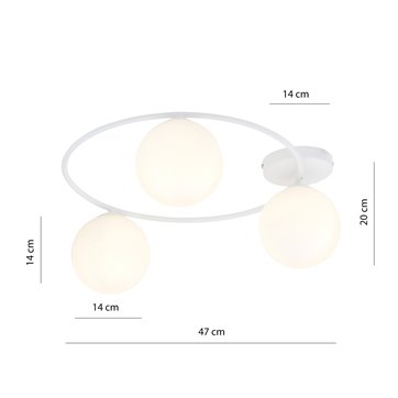 Lampa sufitowa SOPRA 3 WH OPAL plafon klosze kule, biała
