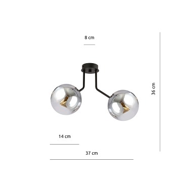Lampa sufitowa NOVA 2 BL/GRAFIT kule klosze czarna/grafit
